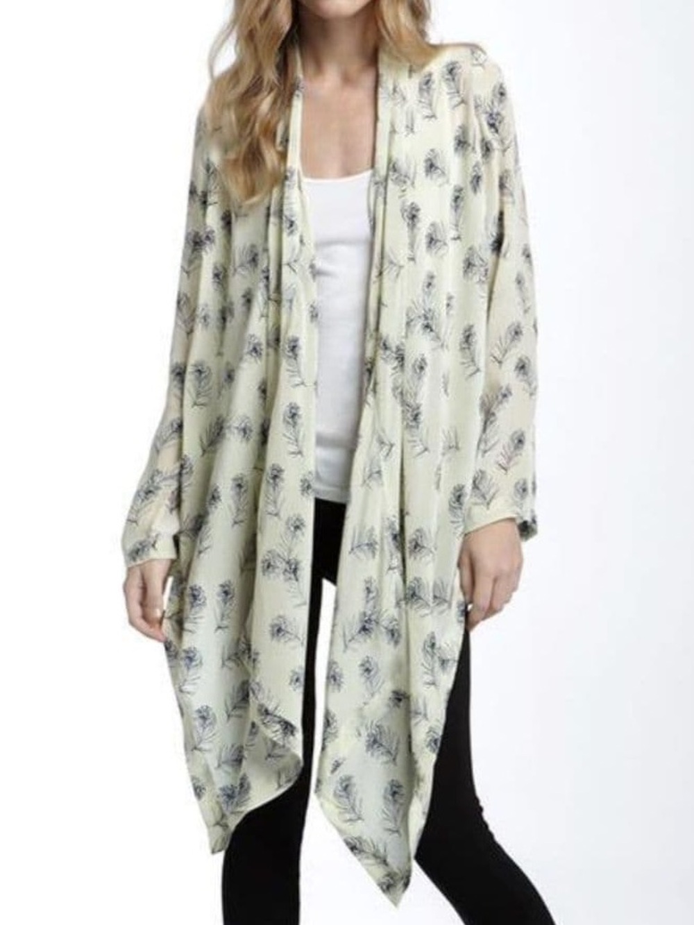 Winter Kate Cream Floral Drape Cardigan